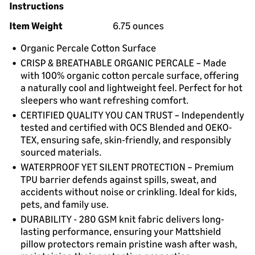Deluxe Cooling Organic Pillow Protectors - Cream - Picture 4 of 4
